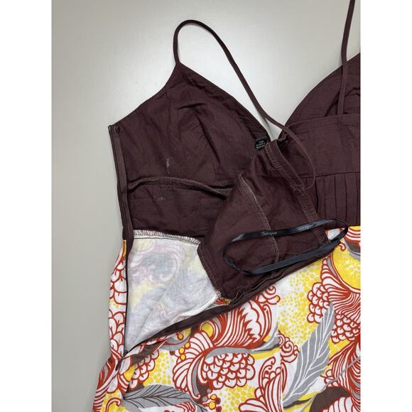 VTG 90s Y2K Intrigue Babydoll Dress Womens 10 Brown Floral Retro Geo Made In USA - Picture 14 of 15